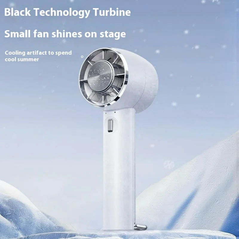 Y58 Semiconductor Ice Cooling Handheld Fan Digital Display Stepless Adjustable Foldable Turbo Fan - Purple