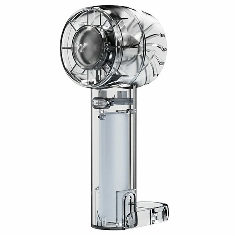 W21 Ventilateur de poche portable 3 vitesses Transparent Ventilateur Turbo haute vitesse avec fonction de compression froide - Noir transparent
