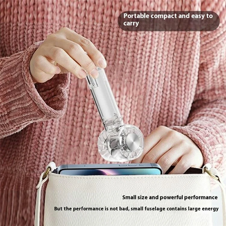 W21 Ventilateur de poche portable 3 vitesses Transparent Ventilateur Turbo haute vitesse avec fonction de compression froide - Noir transparent