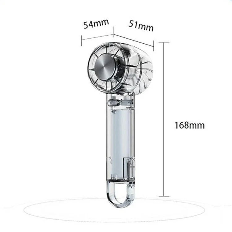W21 Ventilateur de poche portable 3 vitesses Transparent Ventilateur Turbo haute vitesse avec fonction de compression froide - Noir transparent
