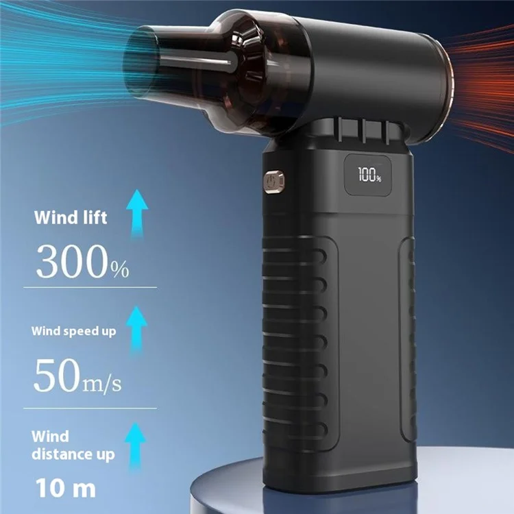 Handheld USB Rechargeable Mini Fan Portable Wireless Dust Blower for Car  /  Home 90000RPM High Speed Turbo - Black