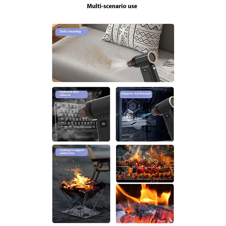 Handheld USB Rechargeable Mini Fan Portable Wireless Dust Blower for Car  /  Home 90000RPM High Speed Turbo - Black