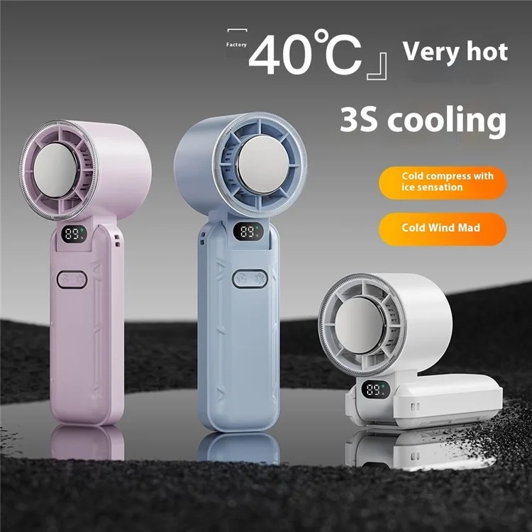 RD21 USB Handheld Fan Rechargeable Turbo Folding Mini Fan Portable Desktop Cooling Fan - Blue