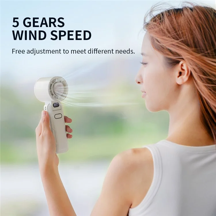 RD21 USB Handheld Fan Rechargeable Turbo Folding Mini Fan Portable Desktop Cooling Fan - Blue