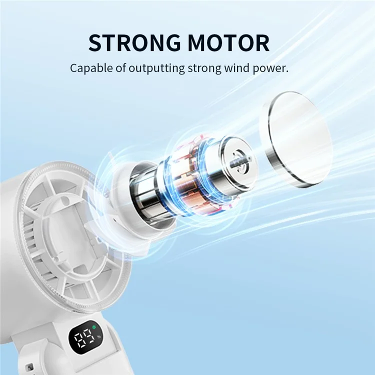 RD21 USB Handheld Fan Rechargeable Turbo Folding Mini Fan Portable Desktop Cooling Fan - Blue