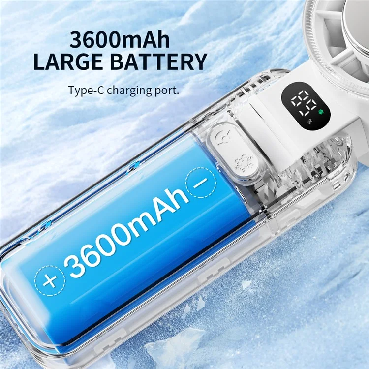RD21 USB Handheld Fan Rechargeable Turbo Folding Mini Fan Portable Desktop Cooling Fan - Blue