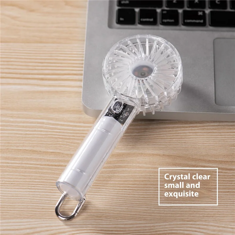 WT-T29 Transparent Mini Fan USB Rechargeable Portable Handheld Fan for Outdoor Hiking - Grey