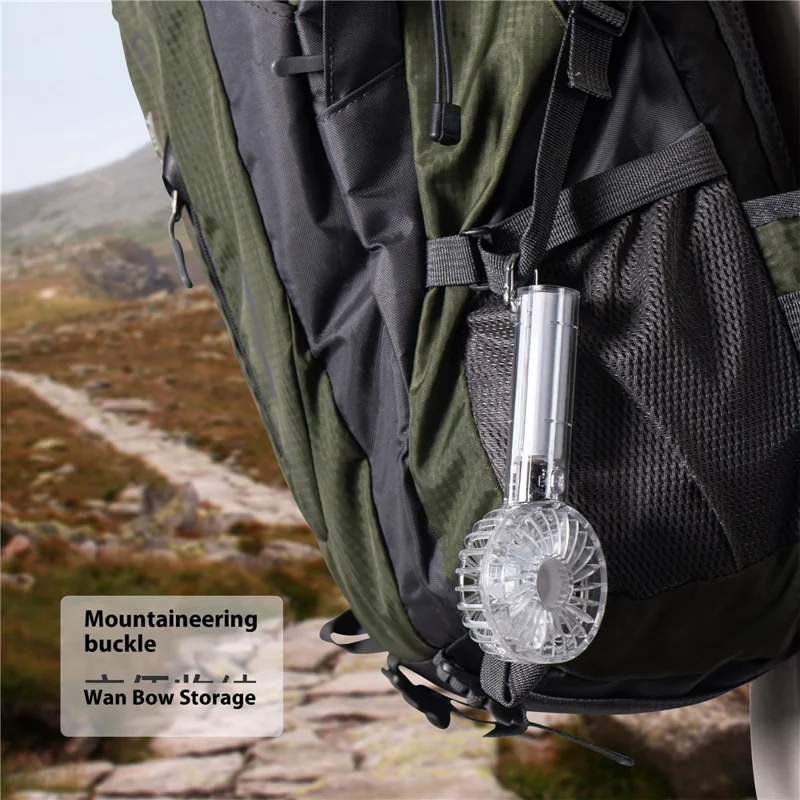 WT-T29 Transparent Mini Fan USB Rechargeable Portable Handheld Fan for Outdoor Hiking - Grey