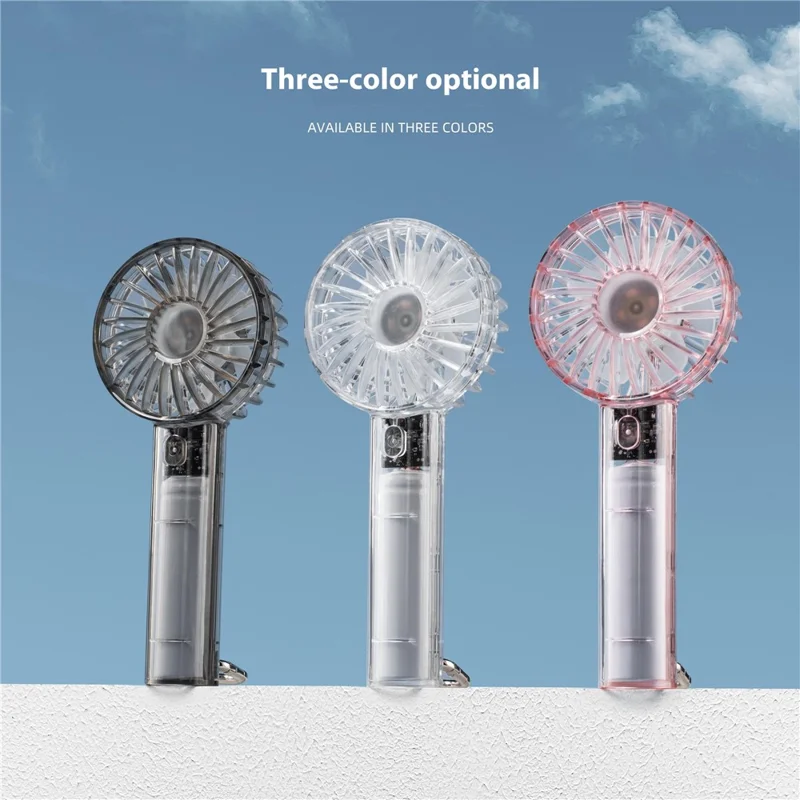 WT-T29 Transparent Mini Fan USB Rechargeable Portable Handheld Fan for Outdoor Hiking - Grey