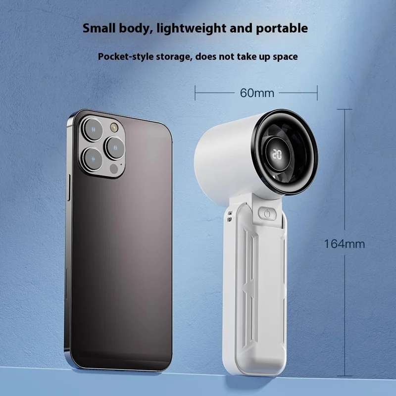 RD18 Handheld Fan Portable Folding Cooling Fan with 5-Speed Adjustable for Outdoor Use - Blue