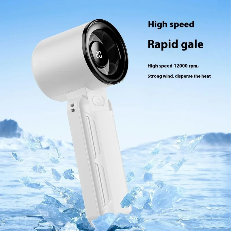 RD18 Handheld Fan Portable Folding Cooling Fan with 5-Speed Adjustable for Outdoor Use - Blue