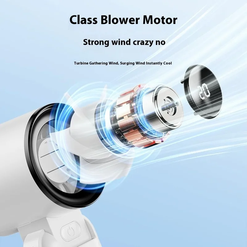 RD18 Handheld Fan Portable Folding Cooling Fan with 5-Speed Adjustable for Outdoor Use - Blue