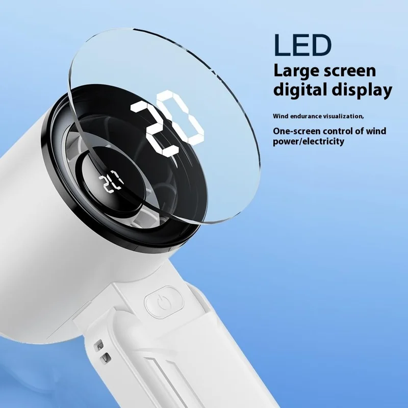 RD18 Handheld Fan Portable Folding Cooling Fan with 5-Speed Adjustable for Outdoor Use - Blue