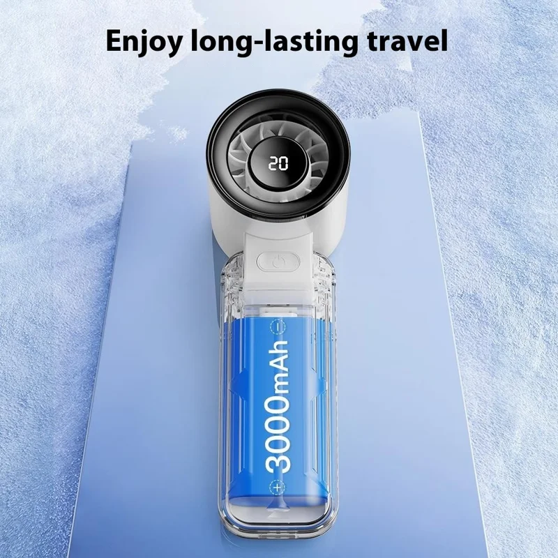 RD18 Handheld Fan Portable Folding Cooling Fan with 5-Speed Adjustable for Outdoor Use - Blue