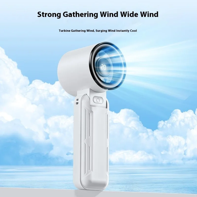 RD18 Handheld Fan Portable Folding Cooling Fan with 5-Speed Adjustable for Outdoor Use - Blue