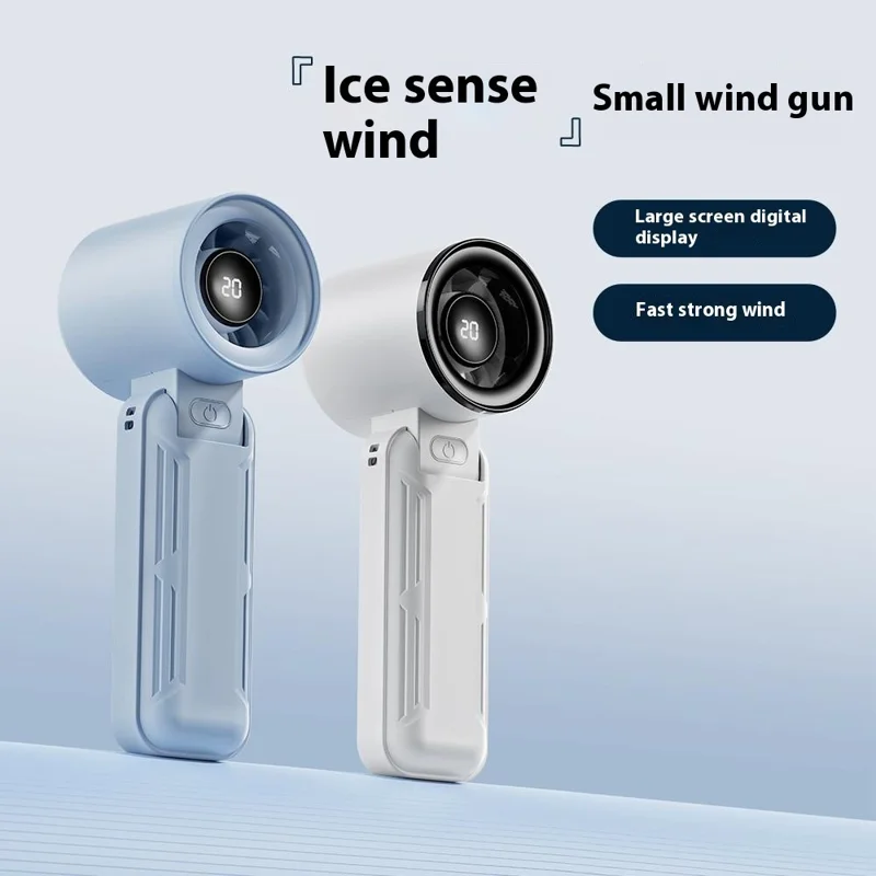 RD18 Handheld Fan Portable Folding Cooling Fan with 5-Speed Adjustable for Outdoor Use - Blue