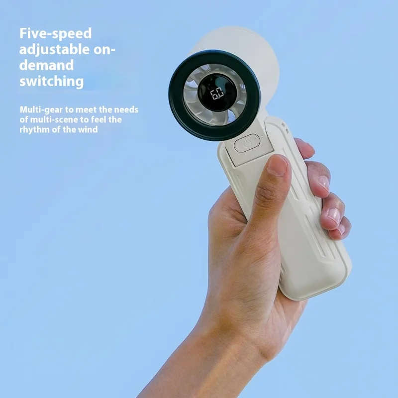 RD18 Handheld Fan Portable Folding Cooling Fan with 5-Speed Adjustable for Outdoor Use - Blue