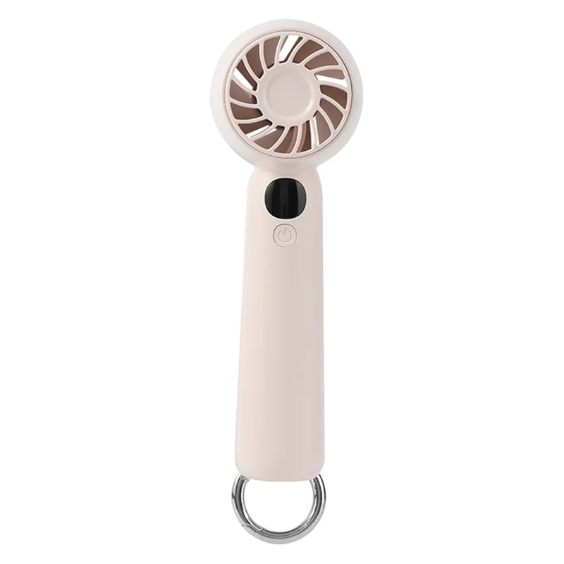 L08 5 Speeds Adjustable Mini Handheld Fan USB Rechargeable Digital Display Portable Desk Fan with Hook - Pink