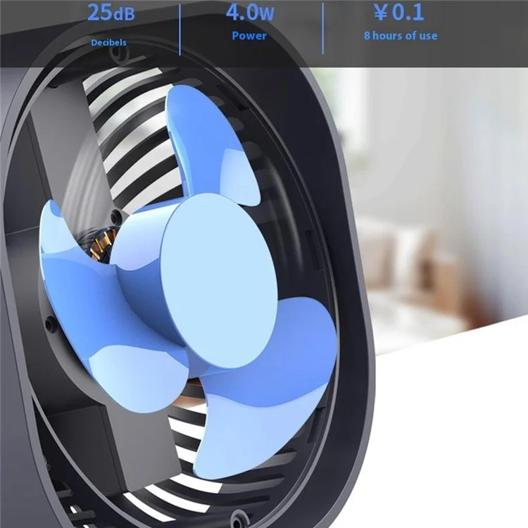 F008 3 Speeds USB Rechargeable Desktop Mini Fan Portable Summer Cooling Fan for Office Home - Blue