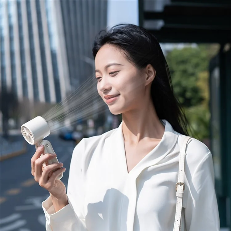 WH-10 Handheld Fan with Ice Cooler 100 Speed Adjustable Rechargeable 10500RPM Cooling Fan - Beige
