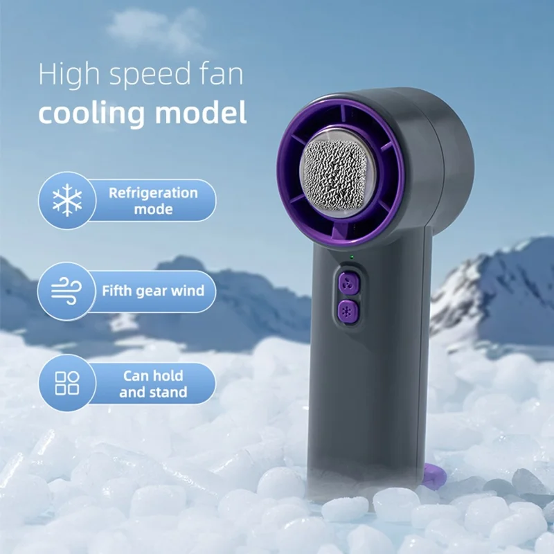 Ventilador de mano WH-13 de 10500 RPM, 100 velocidades, ventilador de hielo refrigerante con batería recargable de 3600 mAh, Turbo Fan - Gris Oscuro