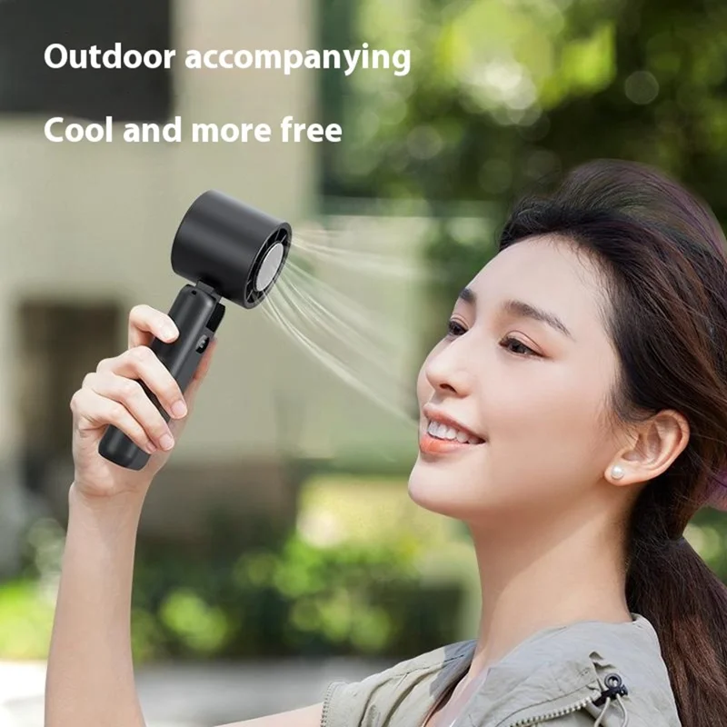 WT21 Handheld Turbo Fan with Ice 100 Speeds Rechargeable Digital Display Foldable Cooling Ice Fan - White