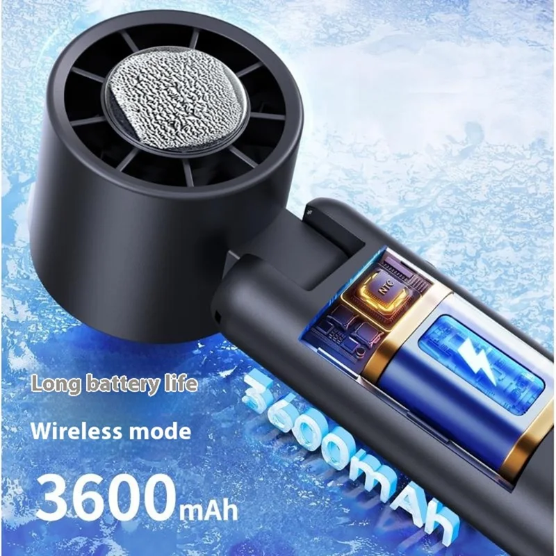 WT21 Handheld Turbo Fan with Ice 100 Speeds Rechargeable Digital Display Foldable Cooling Ice Fan - White