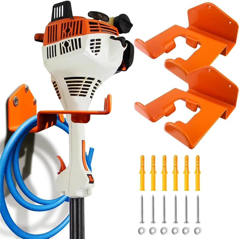 2 Pezzi Supporto per Decespugliatore da Parete in Acciaio Porta Attrezzi Organizzatore per Capanno da Giardino Officina Garage