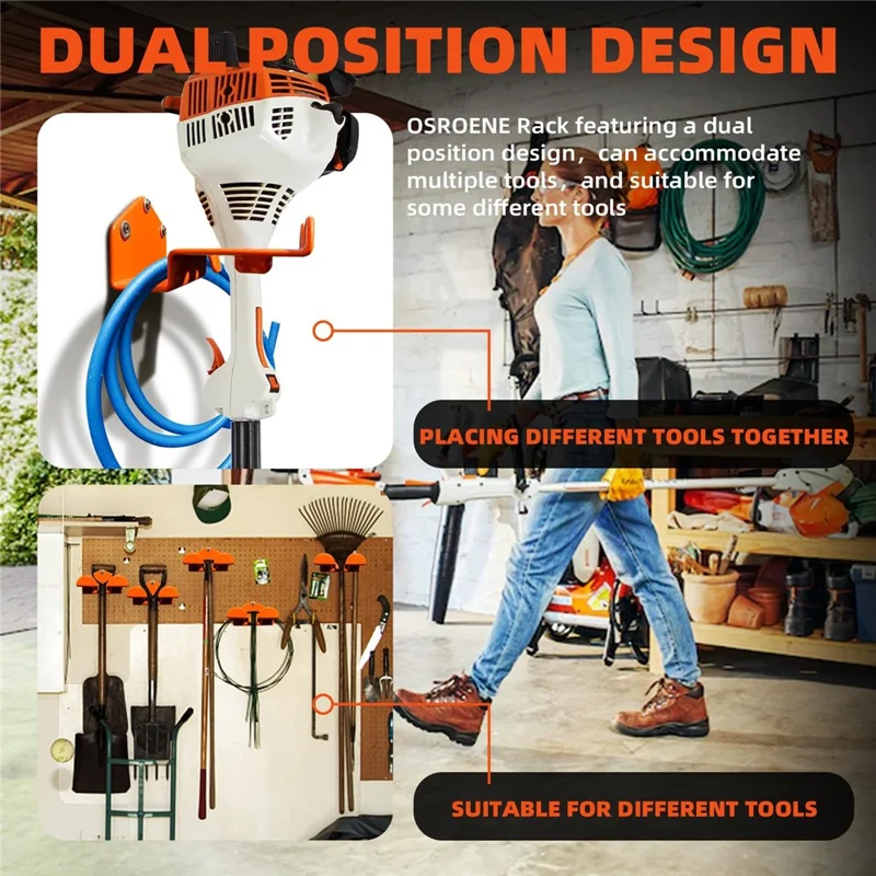 2 Pezzi Supporto per Decespugliatore da Parete in Acciaio Porta Attrezzi Organizzatore per Capanno da Giardino Officina Garage