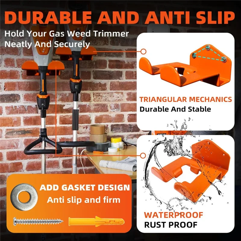 2 Pezzi Supporto per Decespugliatore da Parete in Acciaio Porta Attrezzi Organizzatore per Capanno da Giardino Officina Garage