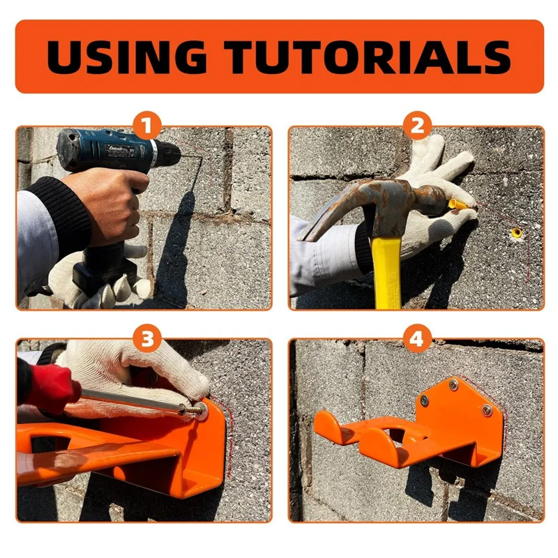 2 Pezzi Supporto per Decespugliatore da Parete in Acciaio Porta Attrezzi Organizzatore per Capanno da Giardino Officina Garage