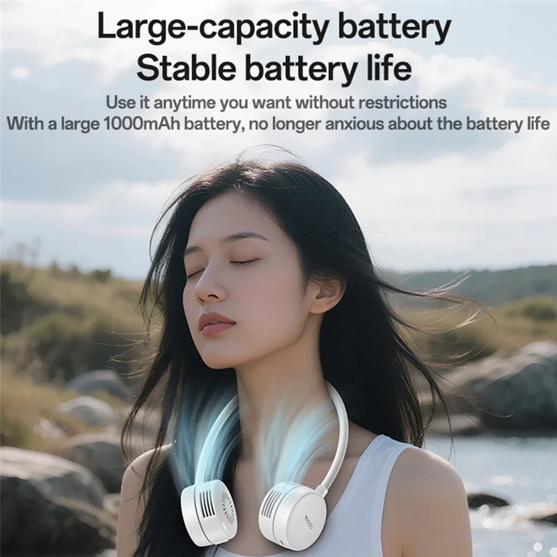 YESIDO YF17 Portable Summer Neck Fan Hands Free 3 Speed Settings Personal Cooling Fan