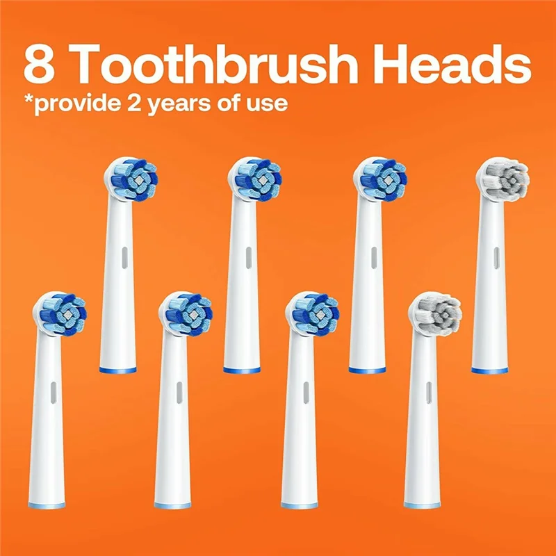 BITVAE R2 Rotating Electric Toothbrush Adults Rechargeable 5 Modes Waterproof Toothbrush with 8 Brush Heads - White