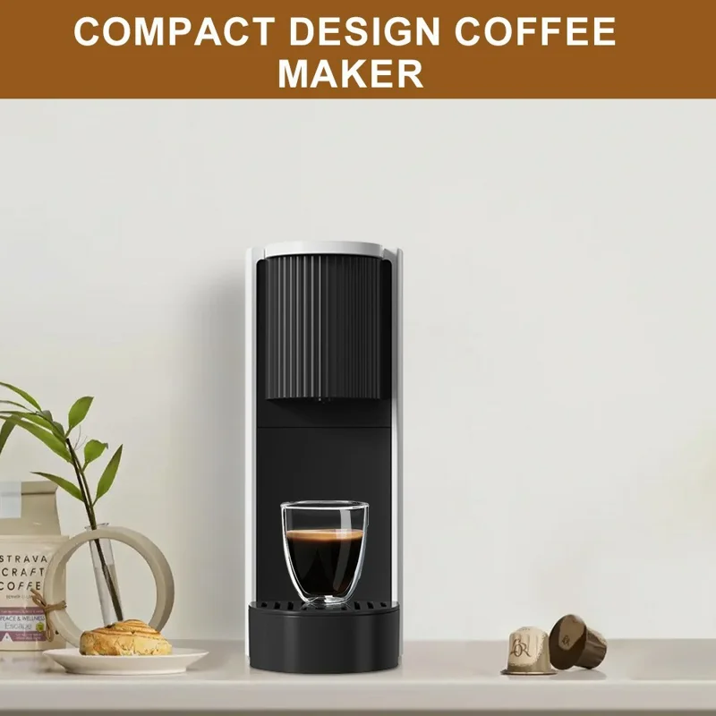 Espresso Capsule Coffee Maker Home Office Automatic Compact Coffee Making Machine, EU Plug (BPA Free, No FDA) - White