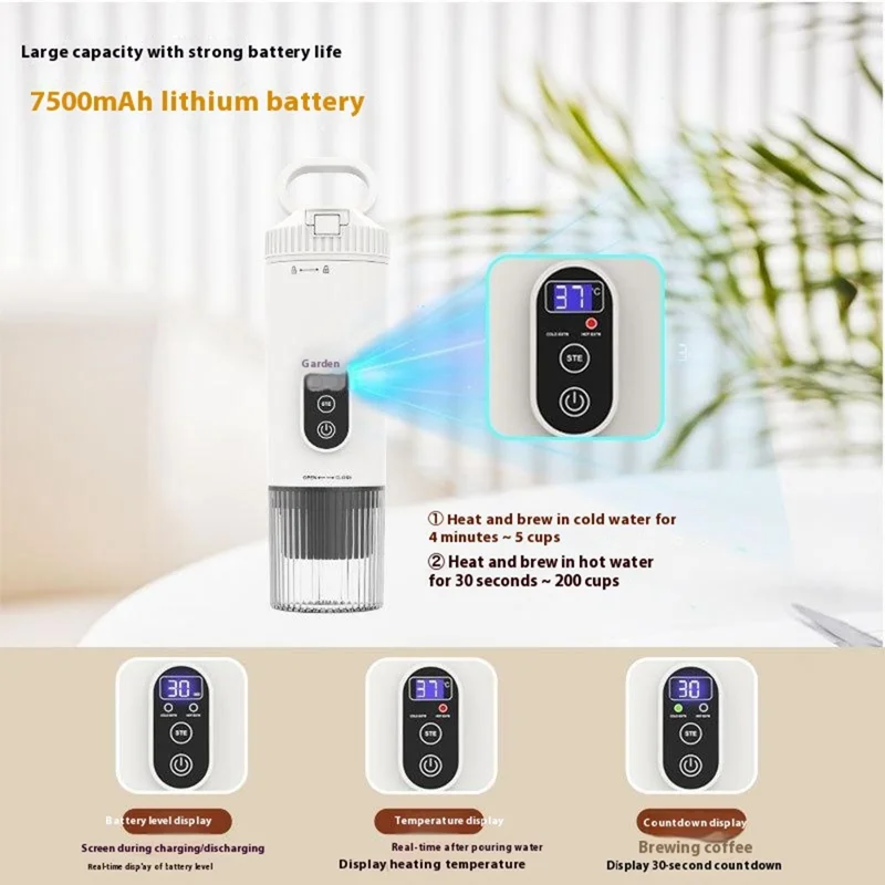 Tragbare Espresso-Maschine, kabelloser elektrischer Kapselkaffee-Maker für Outdoor / Auto / Zuhause - Weiß