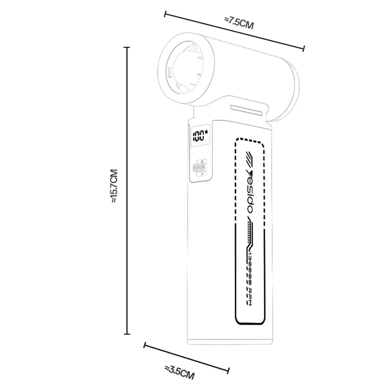 YESIDO YF19 Handheld Fan Powerful Outdoor High-Speed Wireless Portable Car Dust Blower  /  Fan  /  Vacuum Cleaner