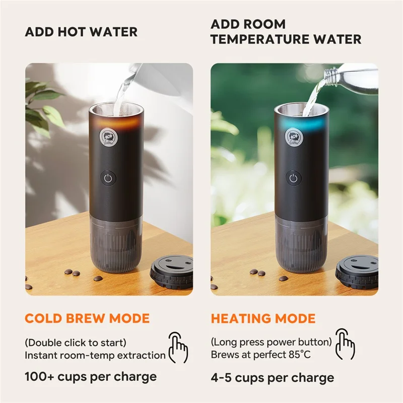 ICAFILAS Portable Capsule Coffee Machine 19 Bar High Pressure Extraction Small Electric Espresso Maker with 3 Tray - Black