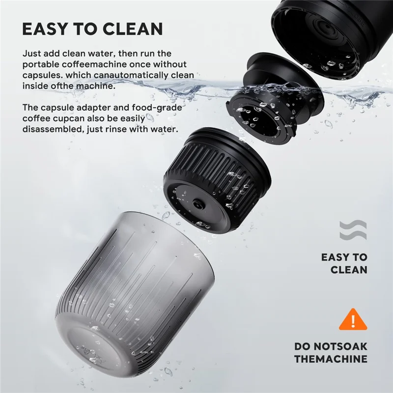 ICAFILAS Portable Capsule Coffee Machine 19 Bar High Pressure Extraction Small Electric Espresso Maker with 3 Tray - Black