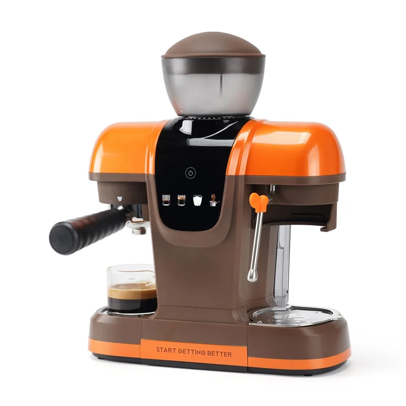 ICAFILAS Espresso Machine with Integrated Grinder 19 Bar Automatic Coffee Maker Hot / Cold Milk Frother for Home, EU Plug