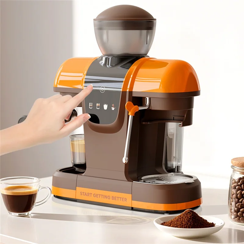 ICAFILAS Espresso Machine with Integrated Grinder 19 Bar Automatic Coffee Maker Hot / Cold Milk Frother for Home, EU Plug