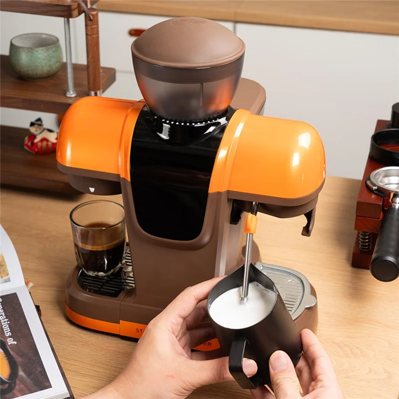 ICAFILAS Espresso Machine with Integrated Grinder 19 Bar Automatic Coffee Maker Hot / Cold Milk Frother for Home, EU Plug