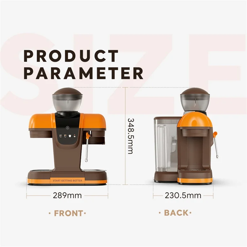 ICAFILAS Espresso Machine with Integrated Grinder 19 Bar Automatic Coffee Maker Hot / Cold Milk Frother for Home, EU Plug