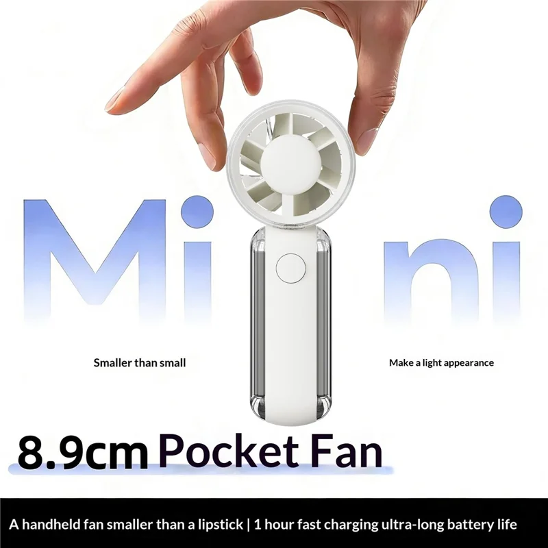 F96 Mini ventilador de mano 2000mAh USB recargable 100 niveles de velocidad Dispositivo de refrigeración portátil - Blanco