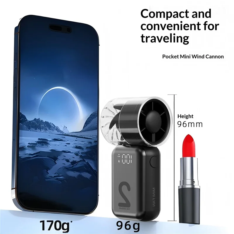 F96 Mini ventilador de mano 2000mAh USB recargable 100 niveles de velocidad Dispositivo de refrigeración portátil - Blanco