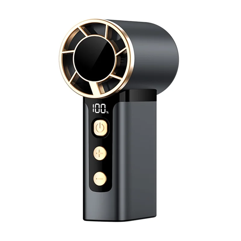 2688 Handheld High Speed Fan 120 Speed Adjustable LED Digital Display Cooling Fan for Outdoor Travel - Black
