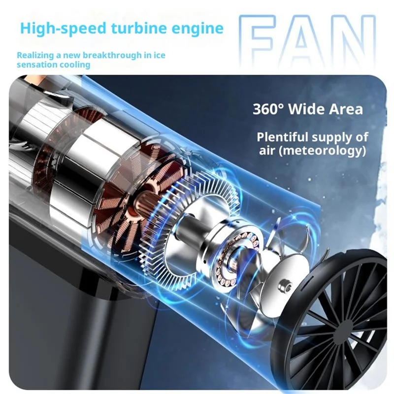 2688 Handheld High Speed Fan 120 Speed Adjustable LED Digital Display Cooling Fan for Outdoor Travel - Black