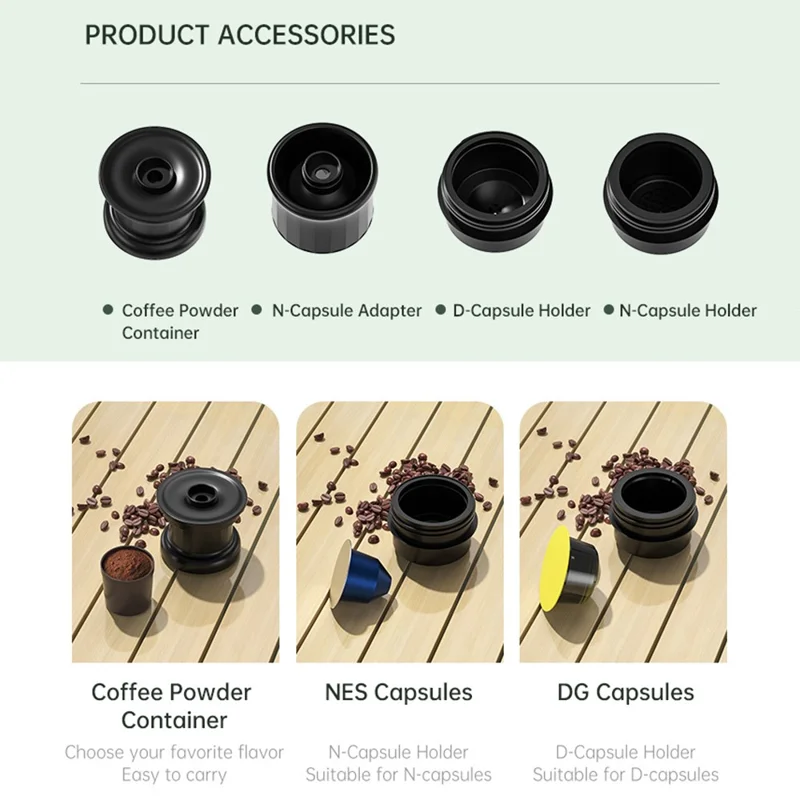 YESIDO EC30 Portable Espresso Coffee Machine 20Bar 9600mAh Wireless Heating Capsule Coffee Maker for Travel Camping - White