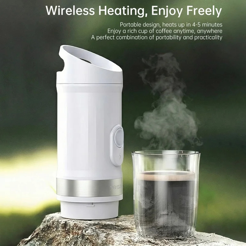 YESIDO EC30 Portable Espresso Coffee Machine 20Bar 9600mAh Wireless Heating Capsule Coffee Maker for Travel Camping - White