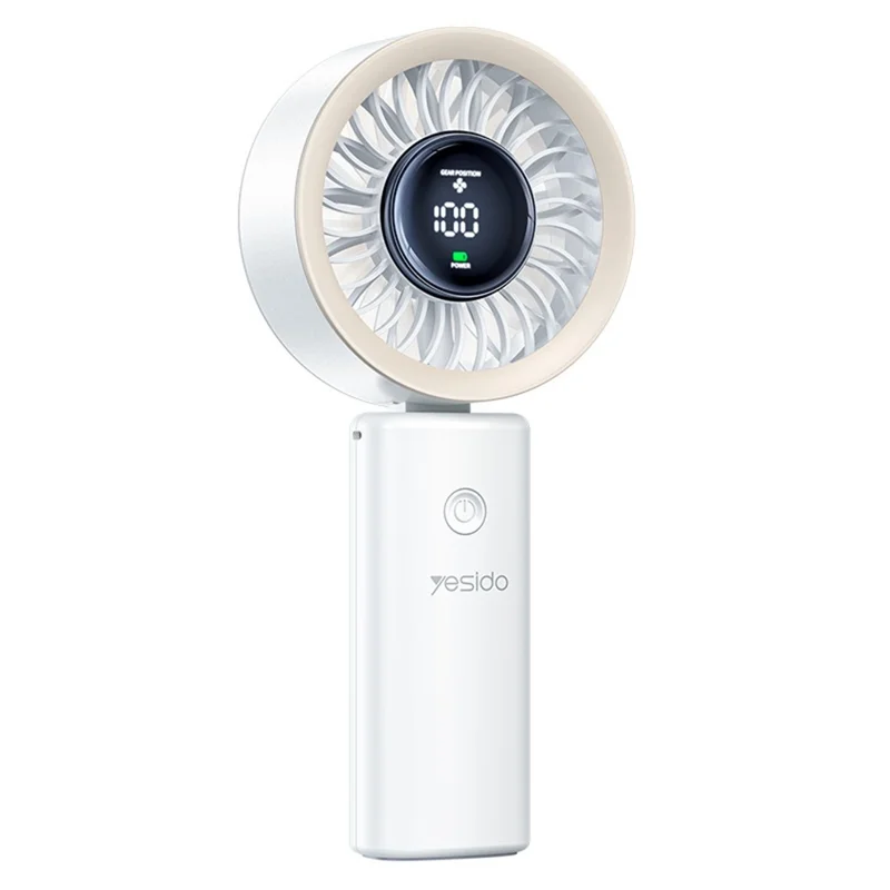 YESIDO YF20 Ventaglio Portatile Pieghevole con Display LED 3600mAh Ricaricabile con Controllo Velocità 100 Velocità Ventaglio di Raffreddamento Portatile - Bianco