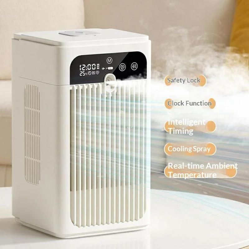 Desktop Cooling Spray Fan USB Rechargeable Mini Air Conditioner Humidifier with Timer